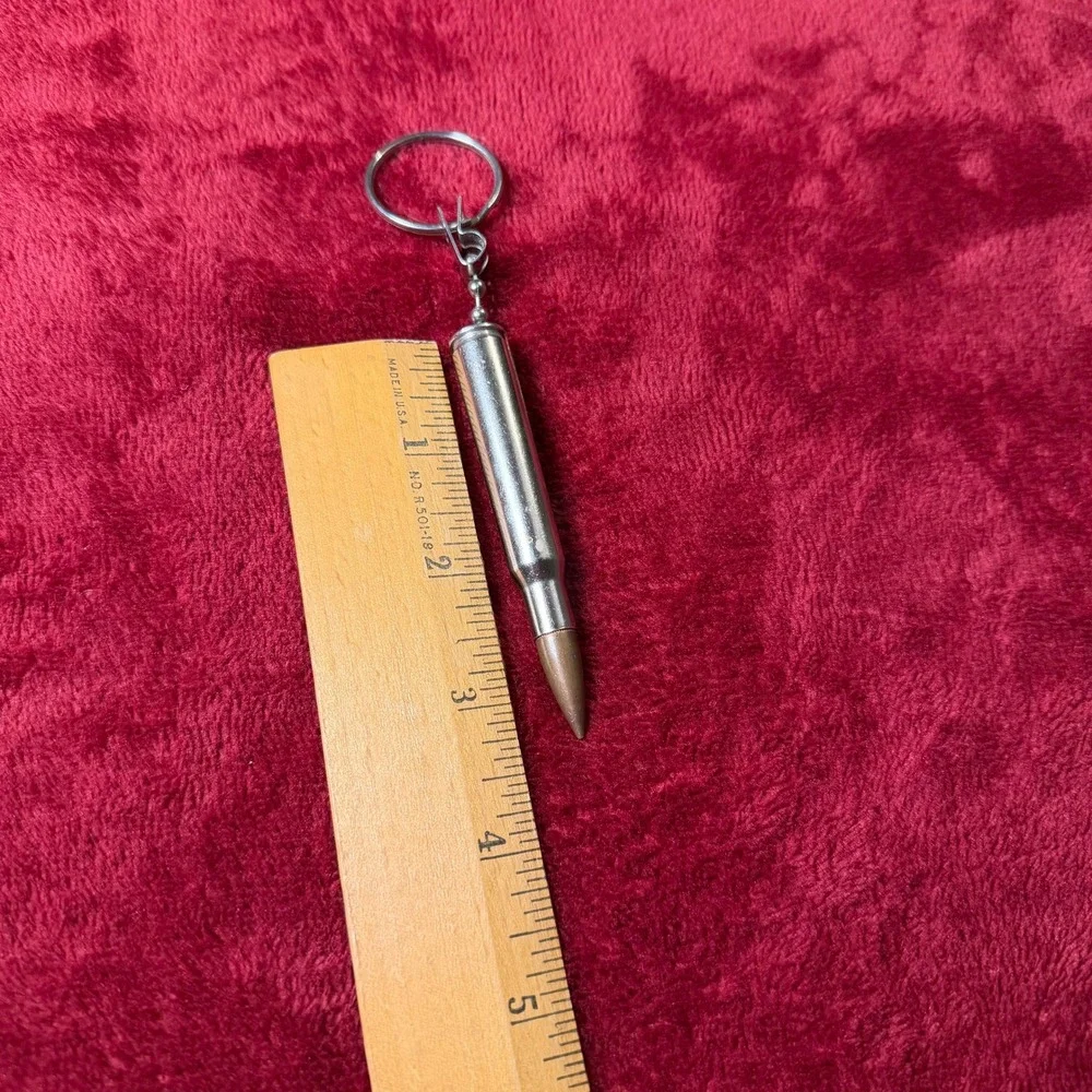 30-06 Springfield Bullet Keychain Silver Tone Metal Novelty Hunting Gift 4.5